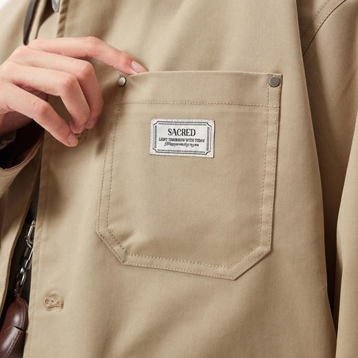 gxg.jeans男装 卡其色工装撞色领口宽松翻领夹克外套男 25秋热卖 商品图4