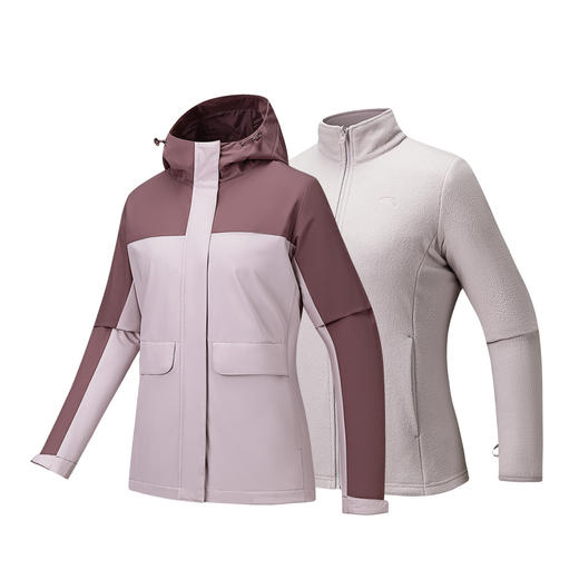 安踏抓绒内胆三合一外套女2025冬季新款夹克上衣两件套162547601 商品图2