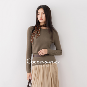 COO ZONE 刘一一 "鱼骨纹打底”岛精18针毛织上衣 CD2A2053