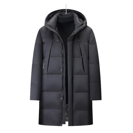 【DGD】大依优型大码男装连帽羽绒服冬季长款加肥加大时尚休闲防钻绒加厚保暖羽绒服 商品图3