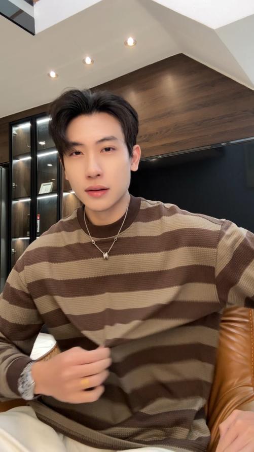 50962SDSA男士秋冬新款痞帅男装韩版撞色条纹针织圆领卫衣舒适百搭上衣 商品图0