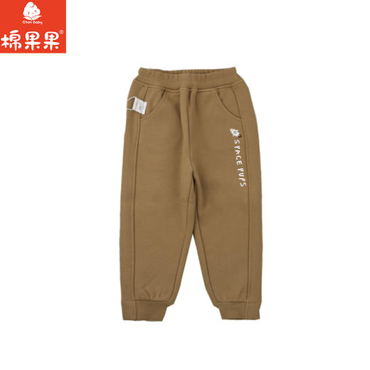 棉果果冬季新品男童卡其色涤丝纺复合绒保暖加厚针织加绒长裤M412200425756 商品图1