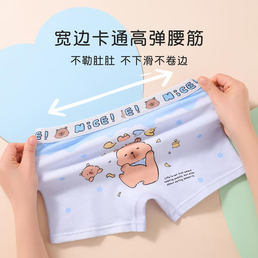 【4条装】95%棉可爱懒懒熊男童发育期印花平角内裤男柔软舒适2286懒懒熊男童内裤 商品图5