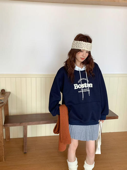 GZ毛巾绣字母撞色连帽卫衣(LH)(LD)-纪念日百货167096841 商品图4