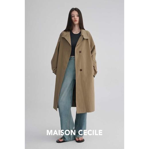 MAISON CECILE 美国匹马棉亚麻肌理感廓形随性单排扣立领风衣 商品图2