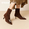 星期六摩登尖头绒面钻扣时装靴SSD4116575 商品缩略图6