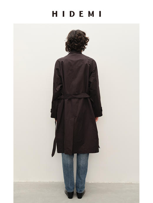 HIDEMI极简西装翻领形经典款风衣 黑色/米白色 商品图4