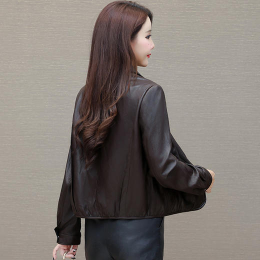 QYM SD58827-Y时尚皮衣外套洋气显瘦皮夹克拼接上衣 商品图2