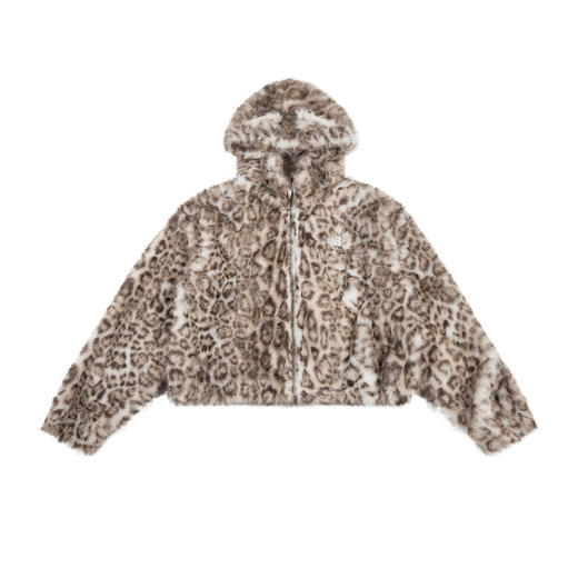 FDR官方店 辣妹猫耳豹纹毛毛外套女秋冬慵懒休闲拉链开衫加厚上衣 商品图4