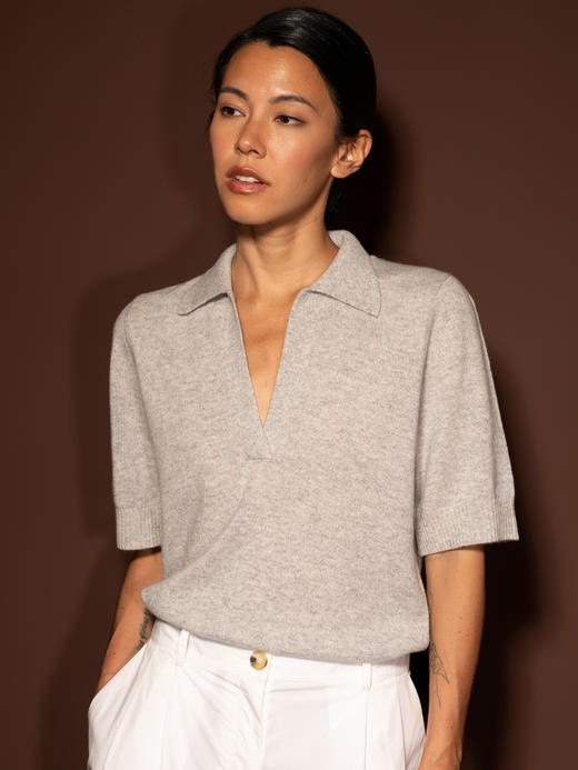 Puree｜#1975 Cashmere summer polo 羊绒polo领短袖上衣 [  白 / 灰 / 蓝  ] 商品图5