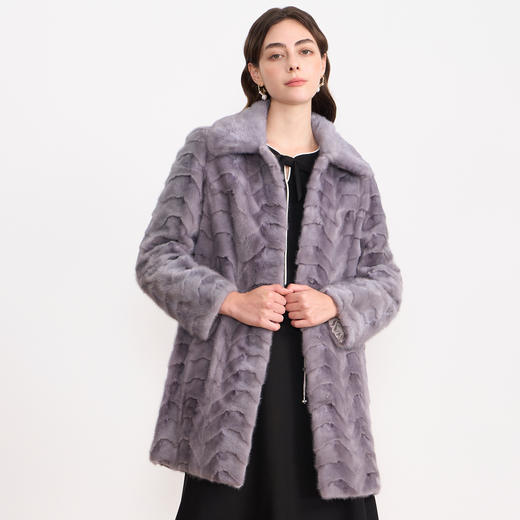 EITIE爱特爱气质立领保暖奢华水貂毛皮草大衣外套2025冬季新款D2593903X 商品图2