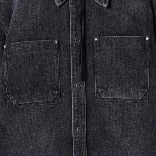 8086SDSA男士秋冬新款痞帅男装简欧风宽松拼接连帽牛仔衬衫百搭时尚 商品图2