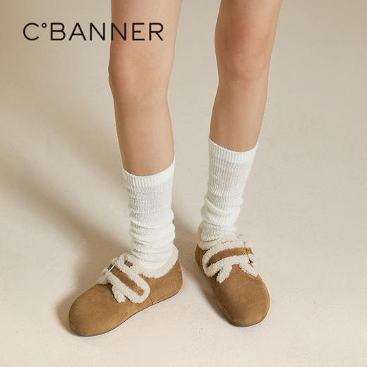 【云粉节】BF楼千百度2025加绒勃肯鞋薄底雪地靴女鞋平底毛毛鞋A25690802吊牌价899活动价799 商品图1