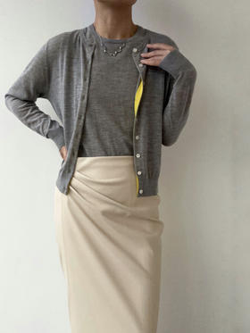 Puree｜#1979 Petite Cardigan 精纺羊绒开衫 [  黄 / 灰 / 蓝 / 米粉 ]