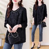 KQL A56N8122时尚蕾丝圆领卫衣宽松上衣 商品缩略图1