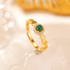 S925纯银镀金翡翠复古轻奢钱币圆珠戒指CW 商品缩略图0