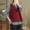 GYH 9253拼色马甲开衫扣子宽松针织复古上衣 商品缩略图3