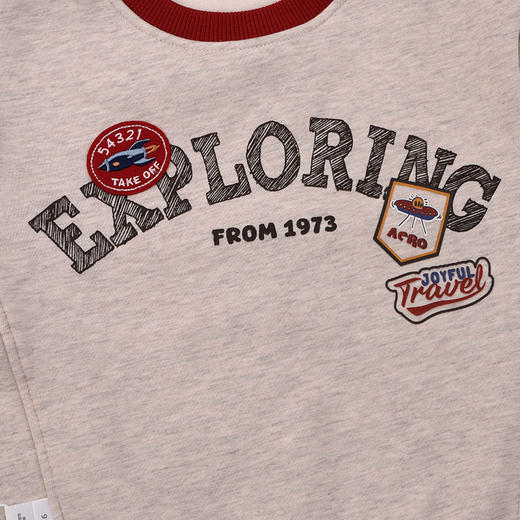 棉果果冬季新品男童奶油色复合奥利绒保暖加绒圆领套头卫衣M412180425748 商品图3