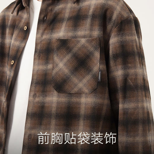 gxg.jeans男装 咖色格纹美式复古宽松长袖衬衫外套男 25年秋热卖 商品图4