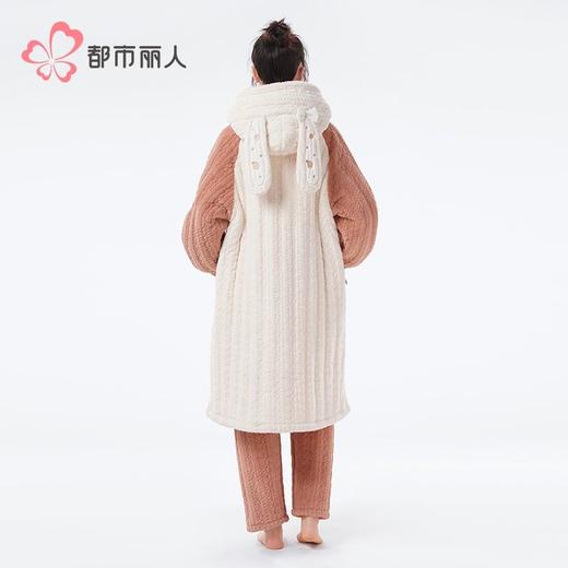都市丽人睡衣蛋糕绒烂花女士家居服长袖长裤加厚夹棉套装LHH1N5 商品图3