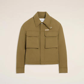 AMI 男女同款华达呢工装夹克外套 绿色 UJK846 CO0132 298