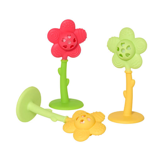 KIDSROYAL 太阳花摇铃玩具牙胶-红色花朵/绿色花朵/黄色花朵-TR081 商品图8