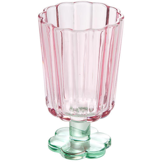 【景德镇精选花开玻璃杯】中古拼色高脚玻璃杯ins风高颜值花朵香槟红酒冰淇淋冷饮喝水杯子 商品图3