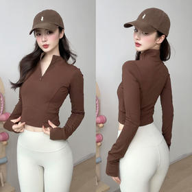 【限时秒】YOGACODE【火树银花系列】云感暖绒锁温秋冬加厚立领修身收腰显瘦瑜伽服上衣DWT125489