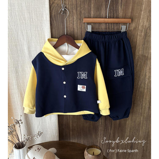 男童套装春秋款2025新款儿童工装马甲两件件套帅气棉女宝宝秋装衣 商品图1