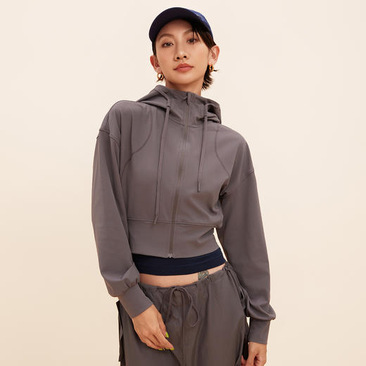 【限时秒】YOGACODE【火树银花系列】秋冬瑜伽服外套女可调节帽绳瑜伽服长袖DWZ125579 商品图3