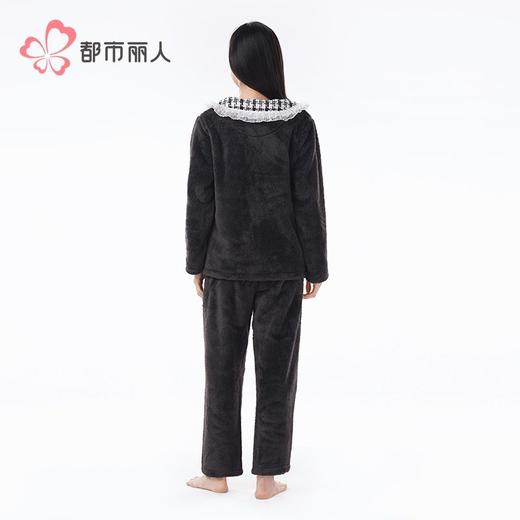 都市丽人睡衣雪花绒睡衣女士家居服长袖长裤法兰绒套装LHH1P5 商品图3