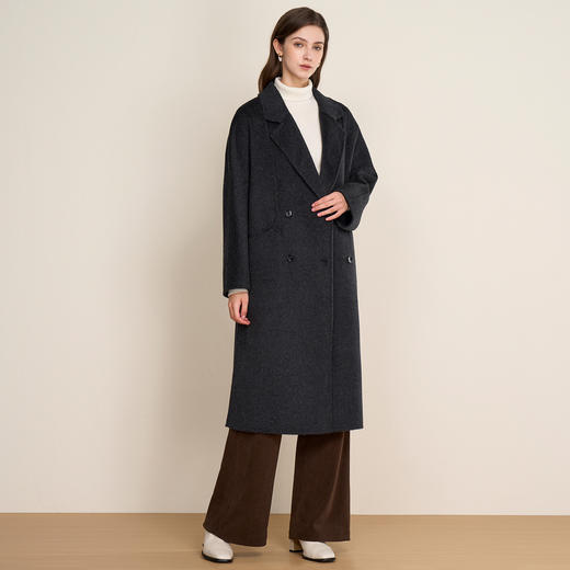 EITIE爱特爱深灰色廓形氛围感宽松显瘦羊毛呢大衣2025冬季新款D2514911 商品图1