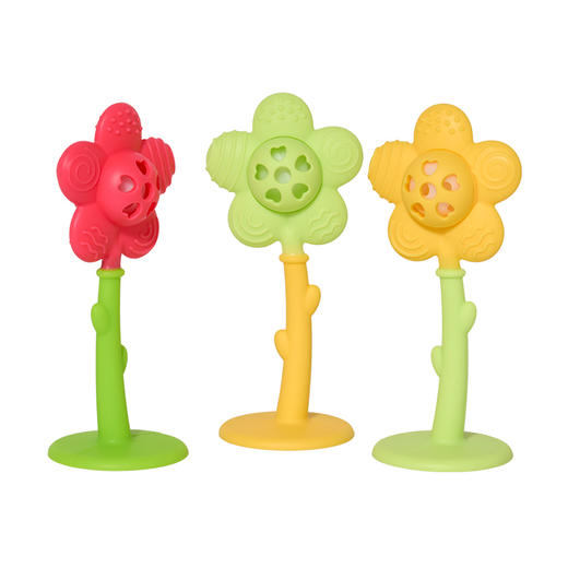 KIDSROYAL 太阳花摇铃玩具牙胶-红色花朵/绿色花朵/黄色花朵-TR081 商品图9