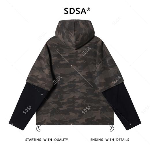 1053SDSA男士秋冬新款痞帅男装美式拼接迷彩拉链连帽卫衣时尚宽松上衣 商品图5