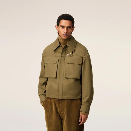 AMI 男女同款华达呢工装夹克外套 绿色 UJK846 CO0132 298 商品图1