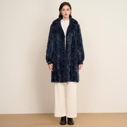 EITIE爱特爱大毛领V领时尚显瘦厚实水貂毛皮草外套2025冬季新款D2593911X 商品图1