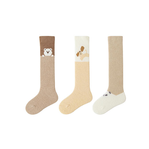 【3双装】迷你巴拉婴儿袜子男女童宝宝棉弹毛绒中筒袜保暖秋季 商品图4