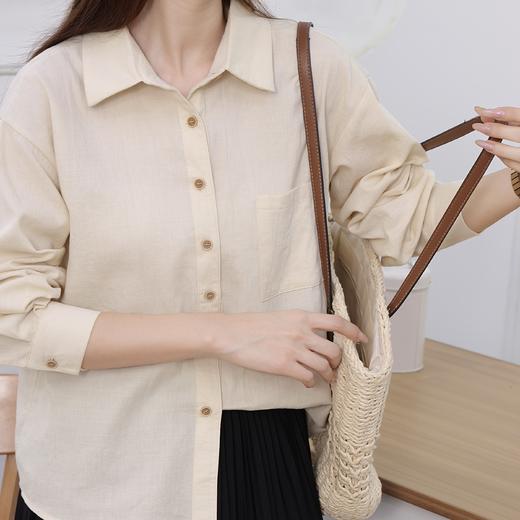 【春秋单穿 秋冬叠穿】卷卷紫简约翻领衬衫 苎麻棉混纺轻盈透气 宽松版型不挑身材 极简主义简约百搭 商品图7