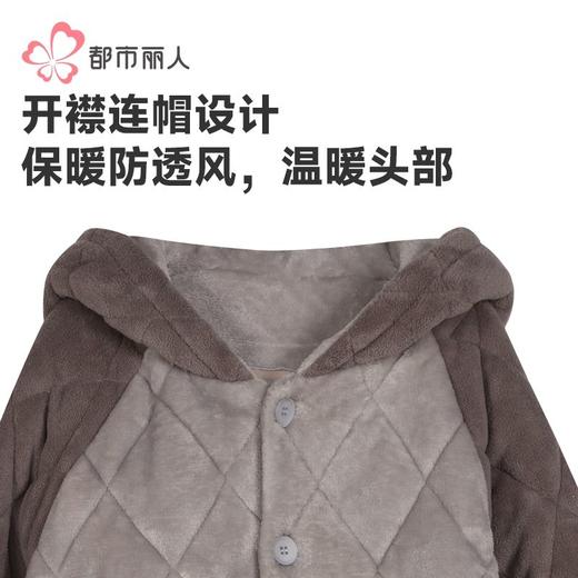 都市丽人法兰绒夹棉睡衣男士家居服长袖长裤加厚夹棉套装FHH0C7 商品图4