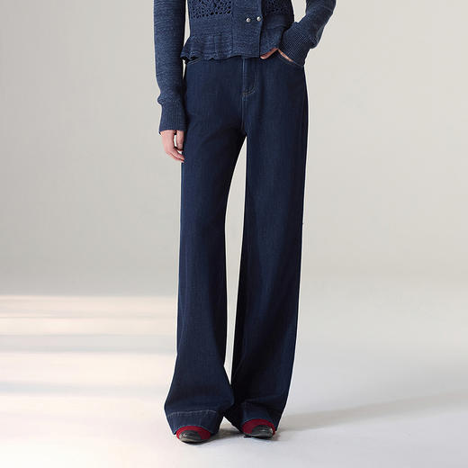 【林栖设计小店】【草木丹宁】雾织山花系列牛仔裤配植物染方巾宽松2025秋季新款阔腿裤1953073 商品图7