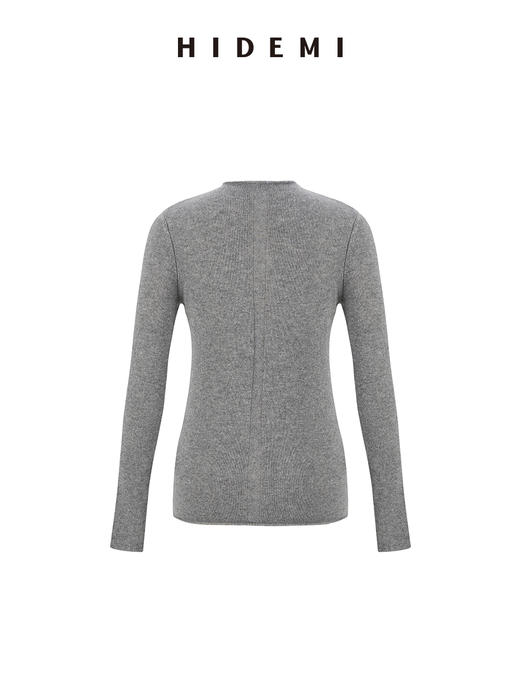 HIDEMI 进口甄选山羊绒极简圆领长袖针织毛衣 商品图5