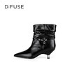 Dfuse迪芙斯2025冬季新款宽筒堆堆靴复古堆皱尖头细跟短靴DFD4116021 商品缩略图6