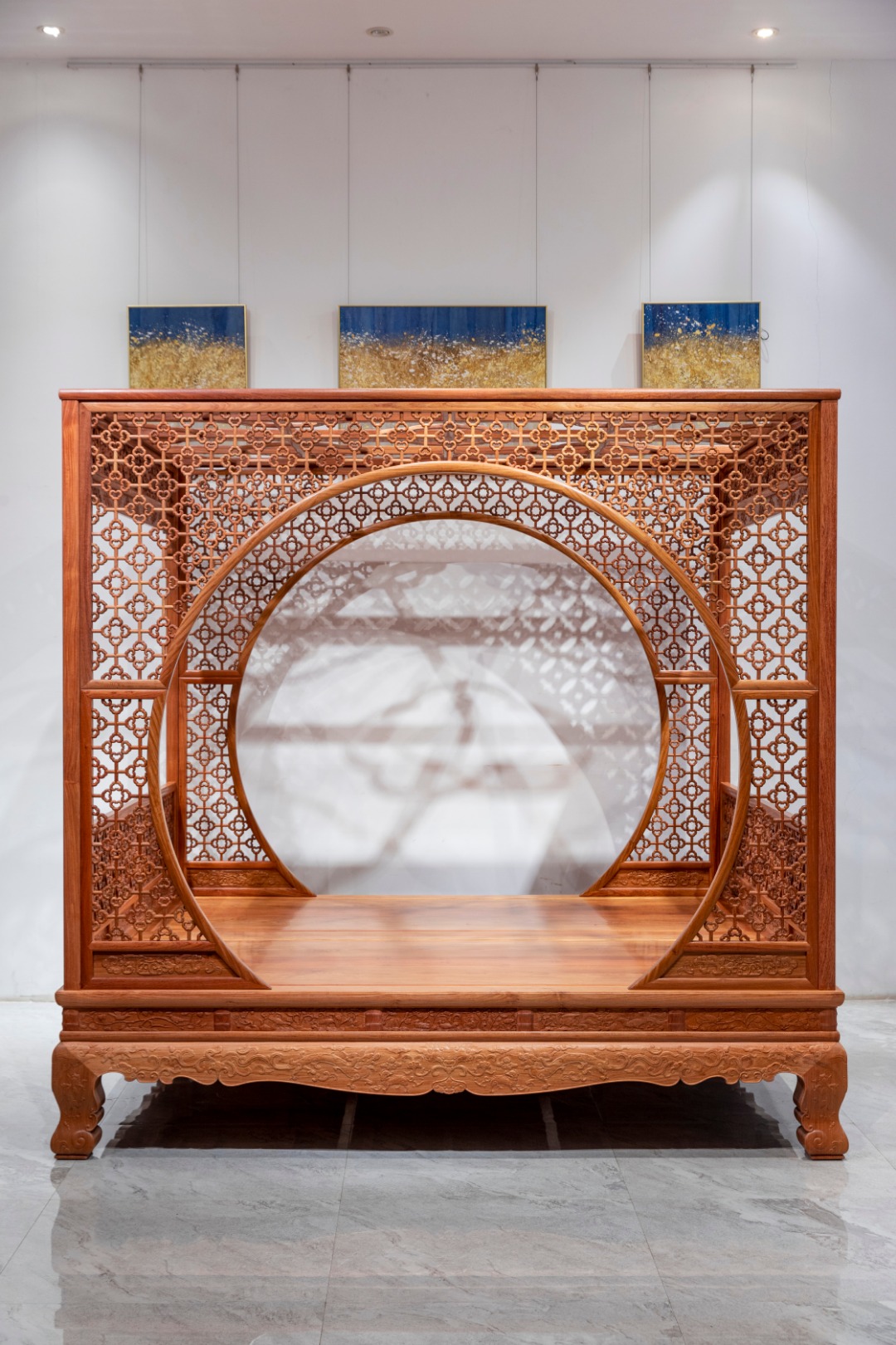 红桥红  家具严选  缅甸花梨(大果紫檀）  【故宫款 海棠纹双月洞门 架子床】