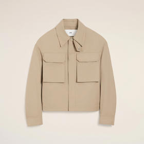 AMI 男女同款华达呢工装夹克外套 灰色 UJK846 CO0132 229