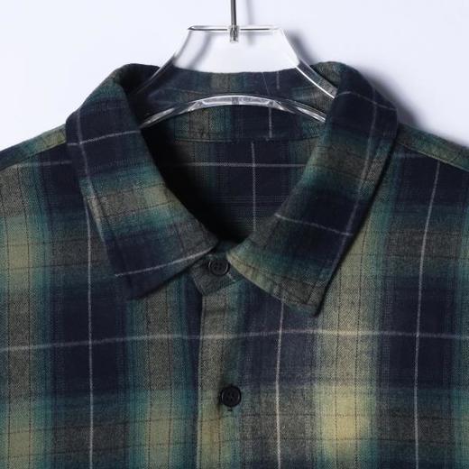 25008SDSA秋冬新款痞帅男装韩版流苏扎染格纹纽扣翻领长袖衬衫百搭衬衣 商品图2