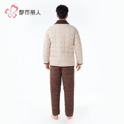 都市丽人睡衣蜜桃绒睡衣男士家居服长袖长裤加厚夹棉套装FHH9C5 商品图3