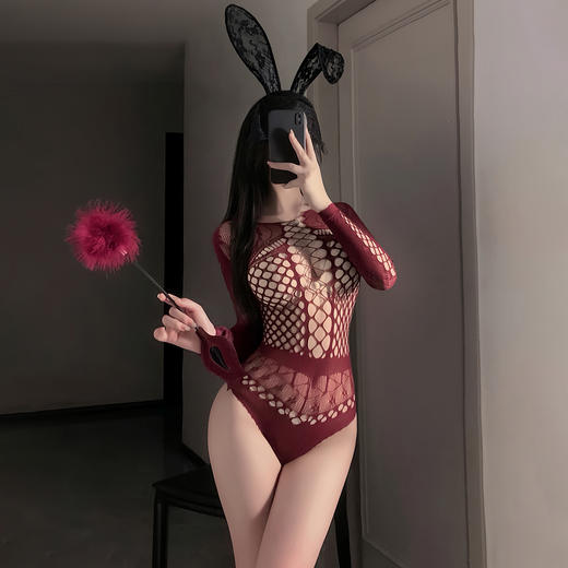 霏慕 辣妹风镂空提花连体网衣7565 情趣内衣性感诱惑 商品图3