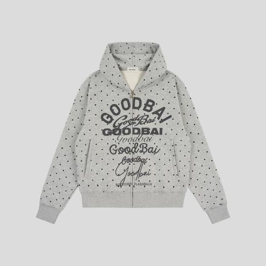 GOODBAI 宽松组合logo印花波点连帽拉链卫衣夹克 商品图2