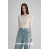MAISON CECILE 两色|桑蚕丝羊绒亲肤软糯一字领修身针织打底衫 商品缩略图1