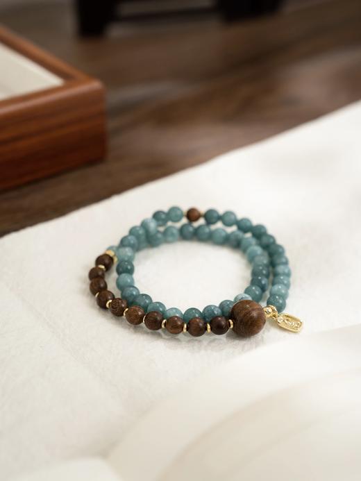 【沉香木蓝玉髓双圈手串】敦煌小众沉香蓝玉髓手串文玩 中国风新中式 商品图7